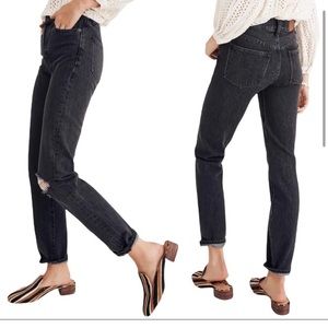 Madewell NWT the perfect vintage ripped knee jeans in faded black size 27